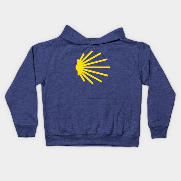 Yellow Scallop Shell Camino de Santiago Kids Hoodie by Brasilia Catholic